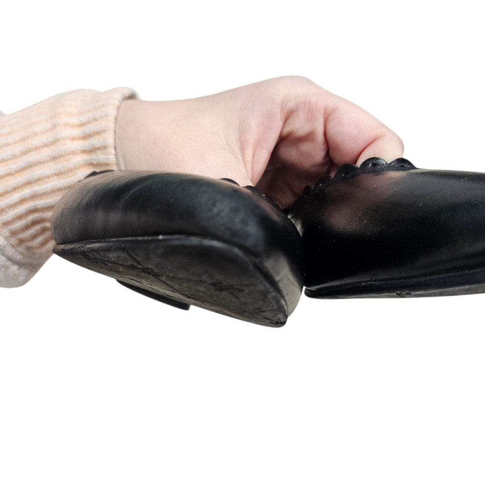 Jack Rogers Flats Womens 8 Black Leather Scalloped Pointed Toe d'Orsay Classic - Picture 12 of 14